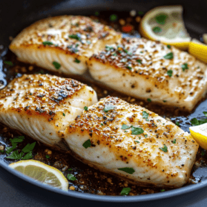 A delicious pan-seared rockfish fillet served with lemon wedges and fresh herbs, showcasing one of the best rockfish recipes.