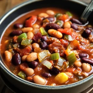 Delicious calico beans recipe – a hearty dish with mixed beans, ground beef, and savory sauce, served in a bowl, perfect for potlucks and family meals.